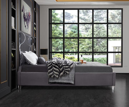Meridian Furniture - Ghost Grey Velvet King Bed - GhostGrey-K veiw 5