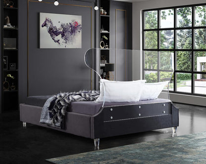 Meridian Furniture - Ghost Grey Velvet King Bed - GhostGrey-K veiw 6