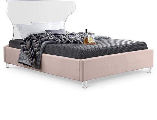 Meridian Furniture - Ghost Pink Velvet King Bed - GhostPink-K veiw 1