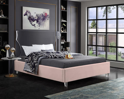 Meridian Furniture - Ghost Pink Velvet King Bed - GhostPink-K veiw 2