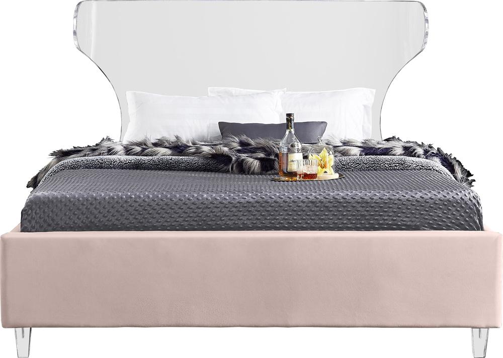 Meridian Furniture - Ghost Pink Velvet King Bed - GhostPink-K veiw 3