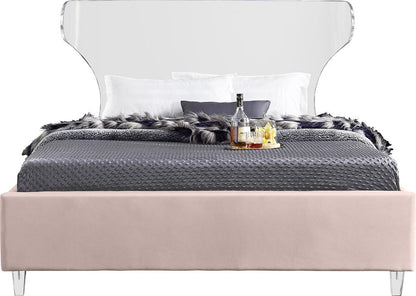 Meridian Furniture - Ghost Pink Velvet King Bed - GhostPink-K veiw 3