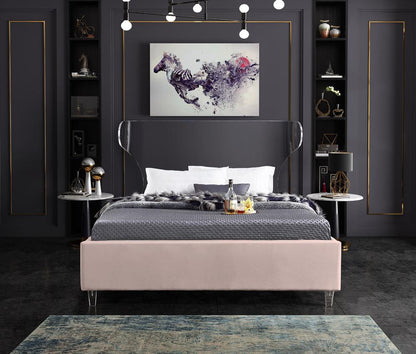 Meridian Furniture - Ghost Pink Velvet King Bed - GhostPink-K veiw 4