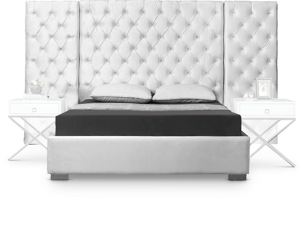 Meridian Furniture - Grande White Velvet King Bed - GrandeWhite-K veiw 1