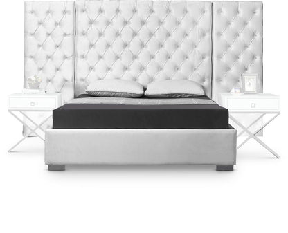 Meridian Furniture - Grande White Velvet King Bed - GrandeWhite-K veiw 1