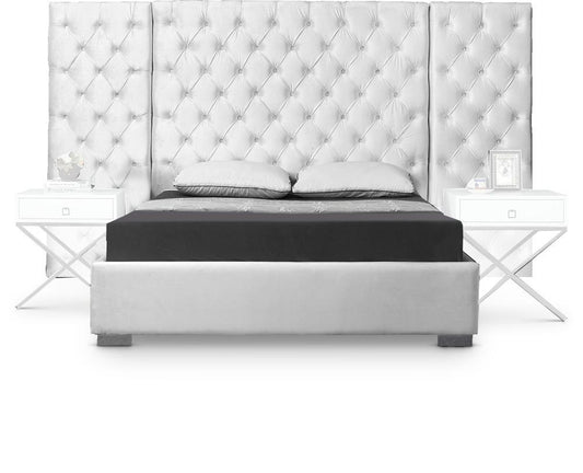 Meridian Furniture - Grande White Velvet King Bed - GrandeWhite-K veiw 1