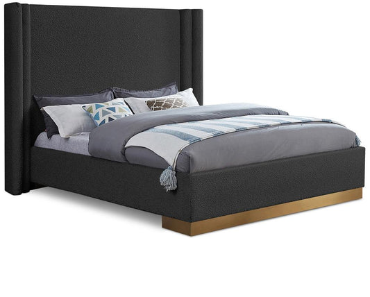 Meridian Furniture - Halton Black Boucle Fabric King Bed - HaltonBlack-K veiw 1