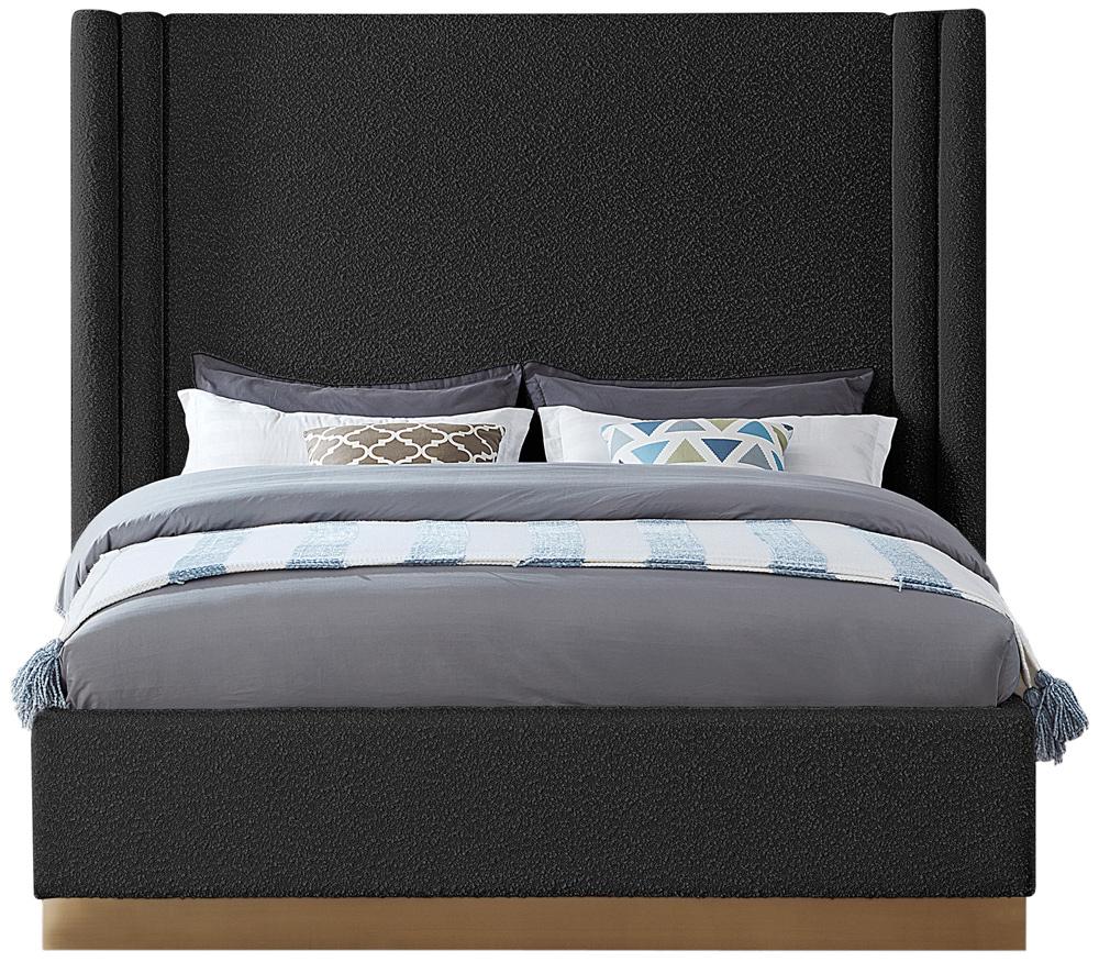 Meridian Furniture - Halton Black Boucle Fabric King Bed - HaltonBlack-K veiw 3