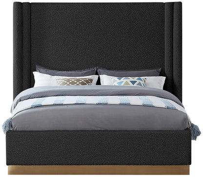 Meridian Furniture - Halton Black Boucle Fabric King Bed - HaltonBlack-K veiw 3