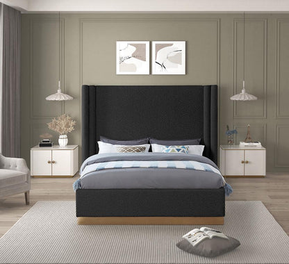 Meridian Furniture - Halton Black Boucle Fabric King Bed - HaltonBlack-K veiw 4