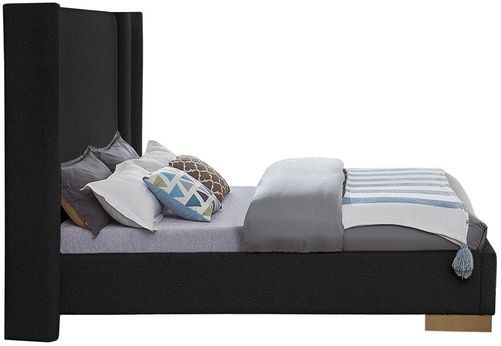 Meridian Furniture - Halton Black Boucle Fabric Queen Bed - HaltonBlack-Q veiw 5