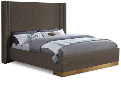 Meridian Furniture - Halton Brown Boucle Fabric King Bed - HaltonBrown-K veiw 1