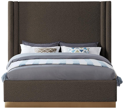 Meridian Furniture - Halton Brown Boucle Fabric King Bed - HaltonBrown-K veiw 3