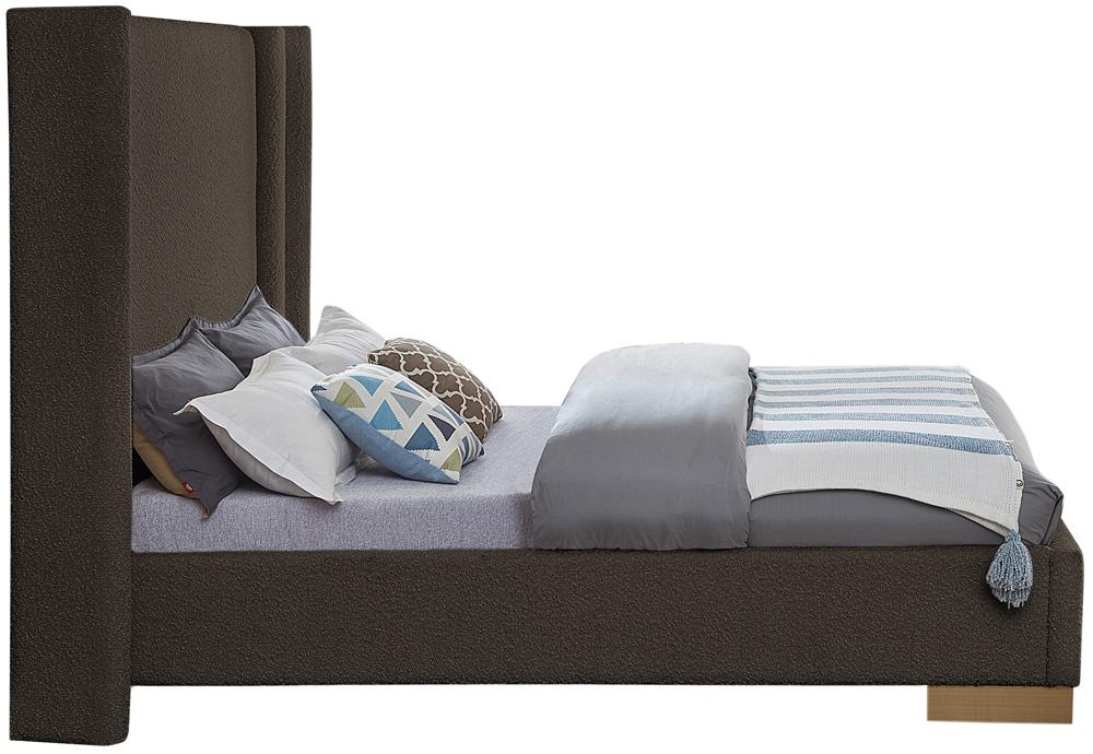 Meridian Furniture - Halton Brown Boucle Fabric King Bed - HaltonBrown-K veiw 5