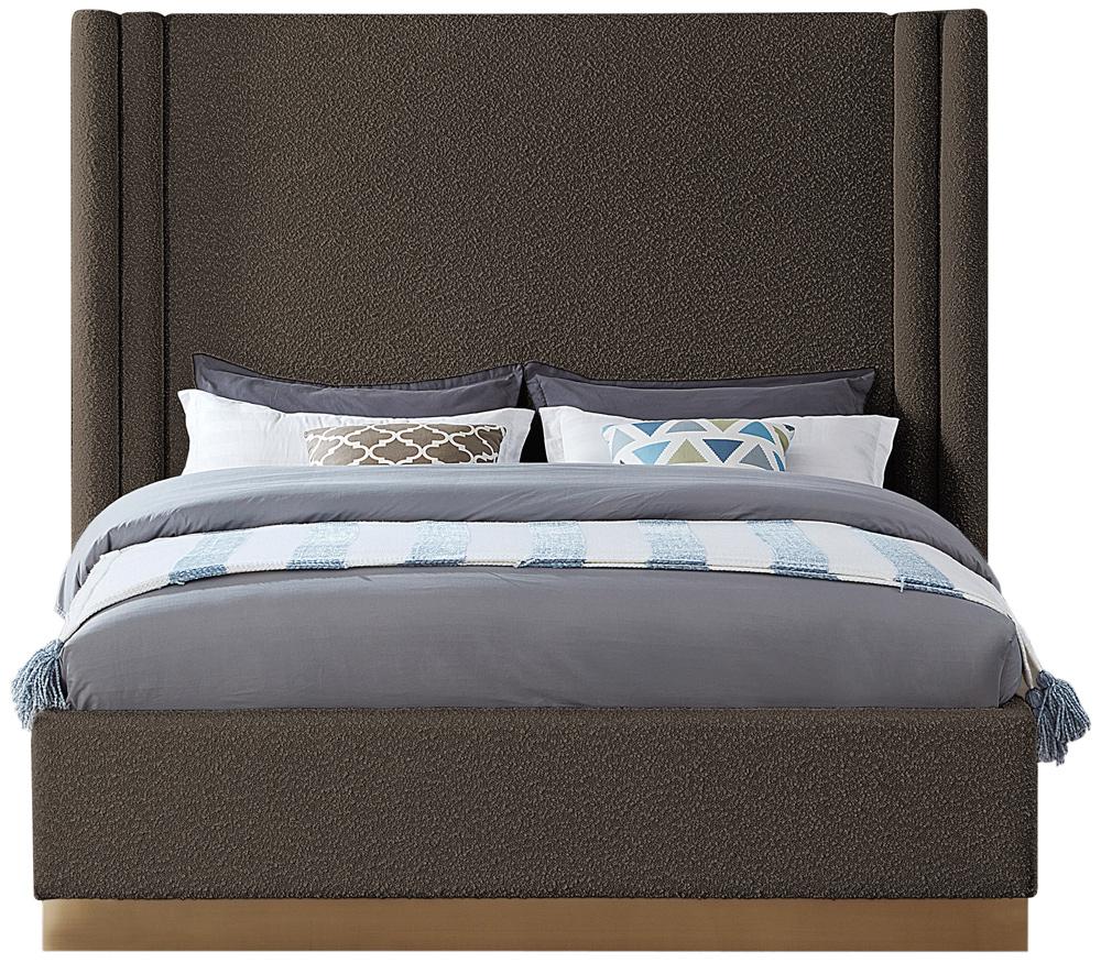 Meridian Furniture - Halton Brown Boucle Fabric Queen Bed - HaltonBrown-Q veiw 3