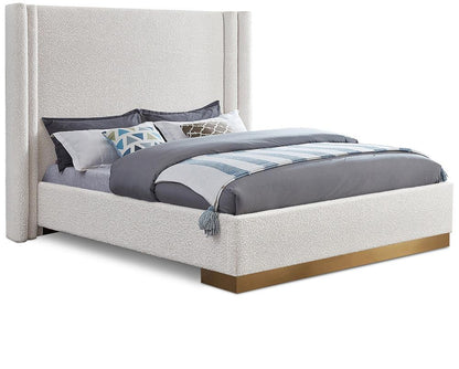 Meridian Furniture - Halton Cream Boucle Fabric King Bed - HaltonCream-K veiw 1