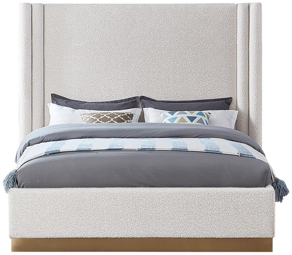 Meridian Furniture - Halton Cream Boucle Fabric King Bed - HaltonCream-K veiw 3