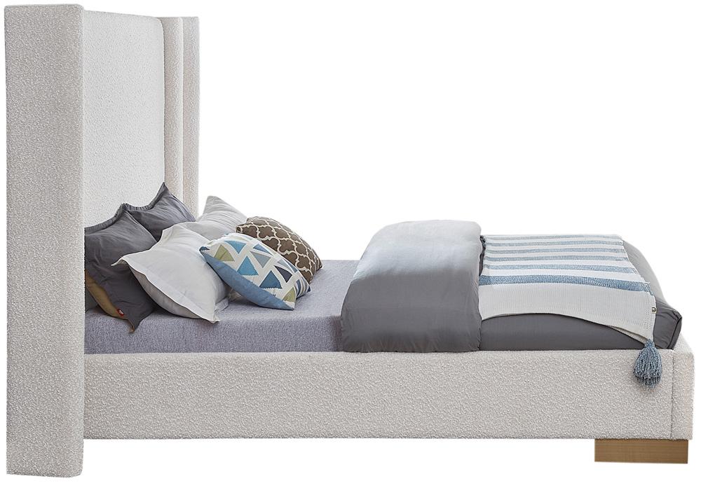 Meridian Furniture - Halton Cream Boucle Fabric King Bed - HaltonCream-K veiw 5