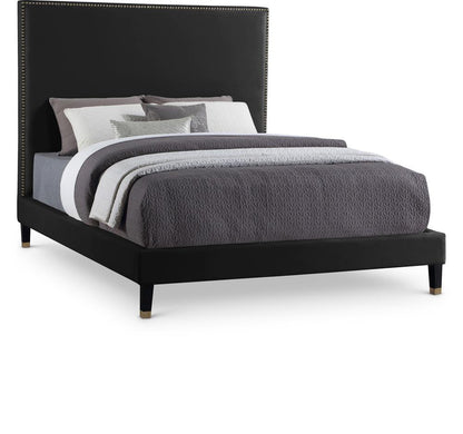Meridian Furniture - Harlie Black Velvet Full Bed - HarlieBlack-F veiw 1