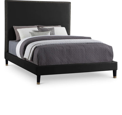 Meridian Furniture - Harlie Black Velvet King Bed - HarlieBlack-K veiw 1