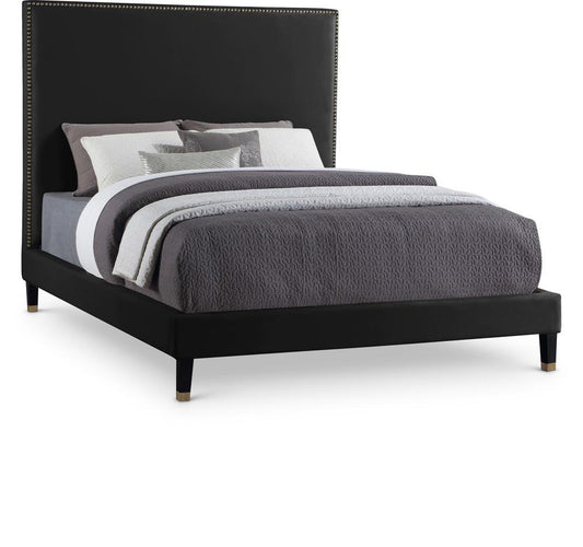 Meridian Furniture - Harlie Black Velvet King Bed - HarlieBlack-K veiw 1