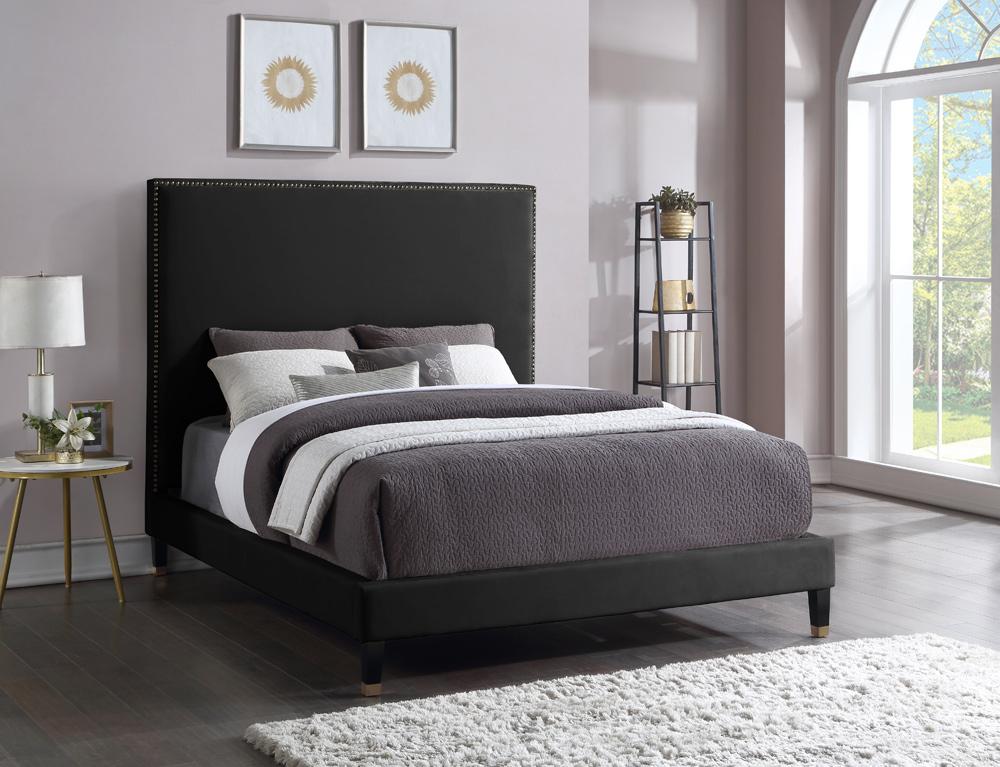 Meridian Furniture - Harlie Black Velvet King Bed - HarlieBlack-K veiw 2