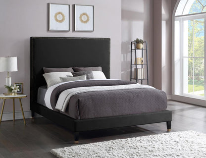 Meridian Furniture - Harlie Black Velvet King Bed - HarlieBlack-K veiw 2