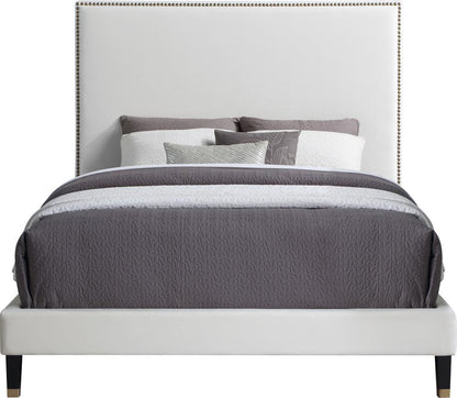 Meridian Furniture - Harlie Cream Velvet Queen Bed - HarlieCream-Q veiw 3