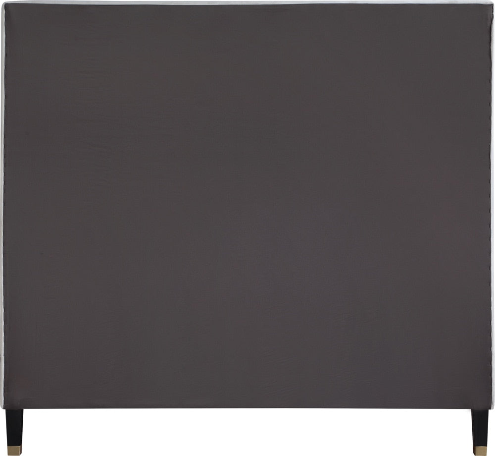 Meridian Furniture - Harlie Cream Velvet Queen Bed - HarlieCream-Q veiw 5