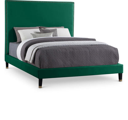 Meridian Furniture - Harlie Green Velvet Full Bed - HarlieGreen-F veiw 1