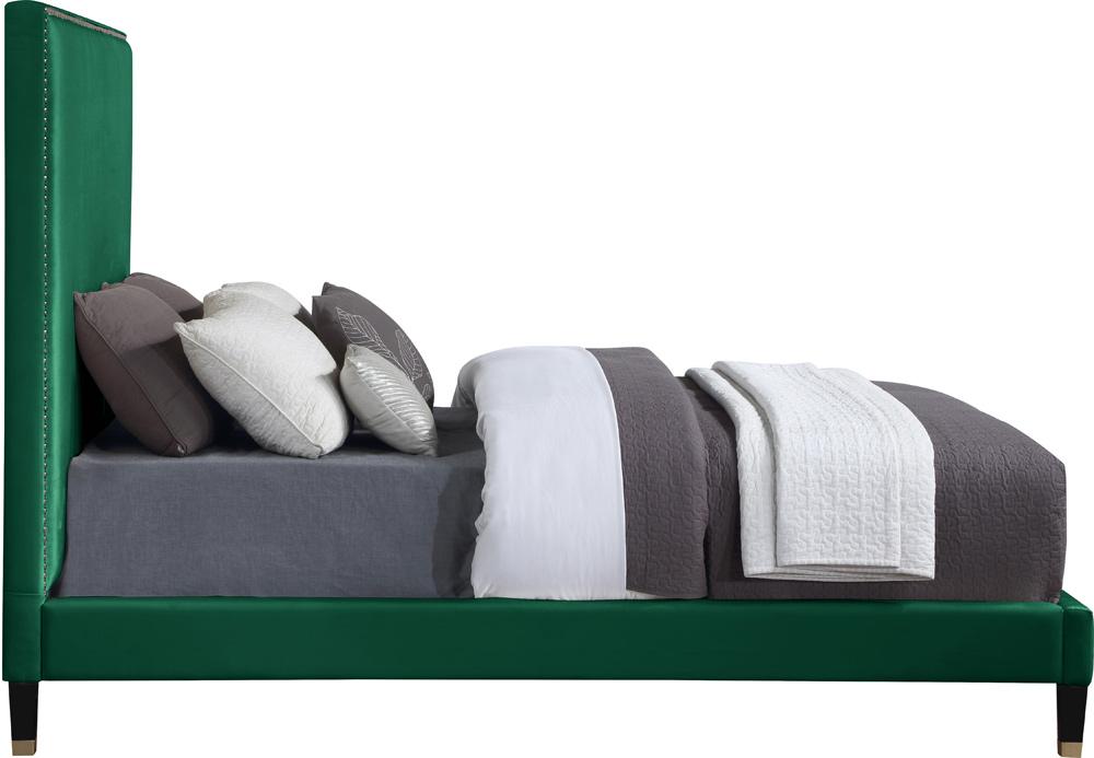 Meridian Furniture - Harlie Green Velvet Full Bed - HarlieGreen-F veiw 4