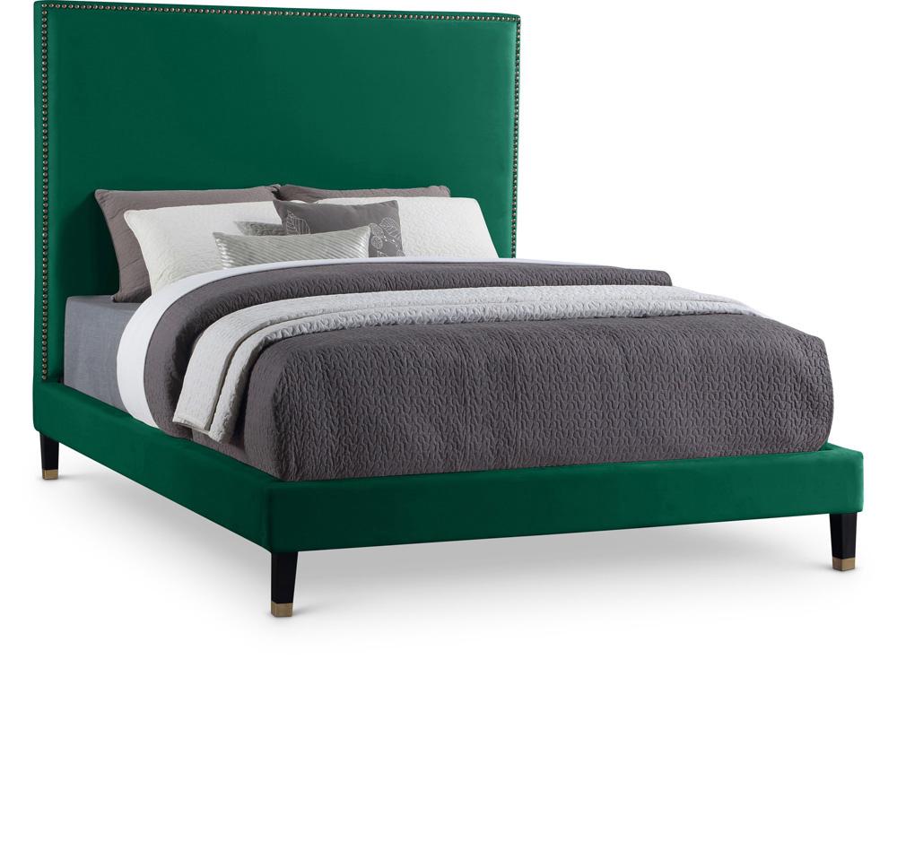 Meridian Furniture - Harlie Green Velvet King Bed - HarlieGreen-K veiw 1