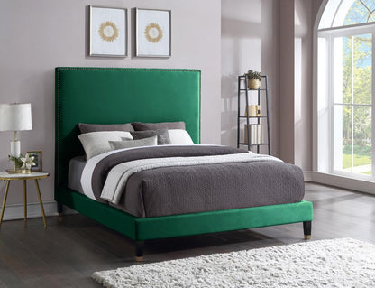 Meridian Furniture - Harlie Green Velvet King Bed - HarlieGreen-K veiw 2