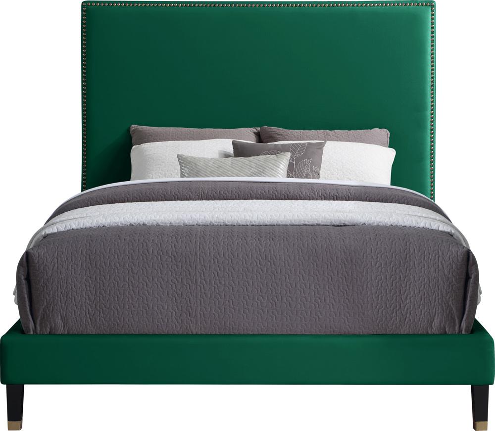 Meridian Furniture - Harlie Green Velvet King Bed - HarlieGreen-K veiw 3