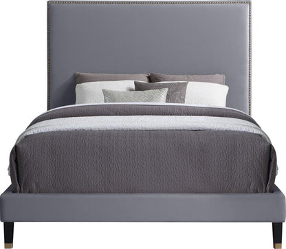 Meridian Furniture - Harlie Grey Velvet Full Bed - HarlieGrey-F veiw 3