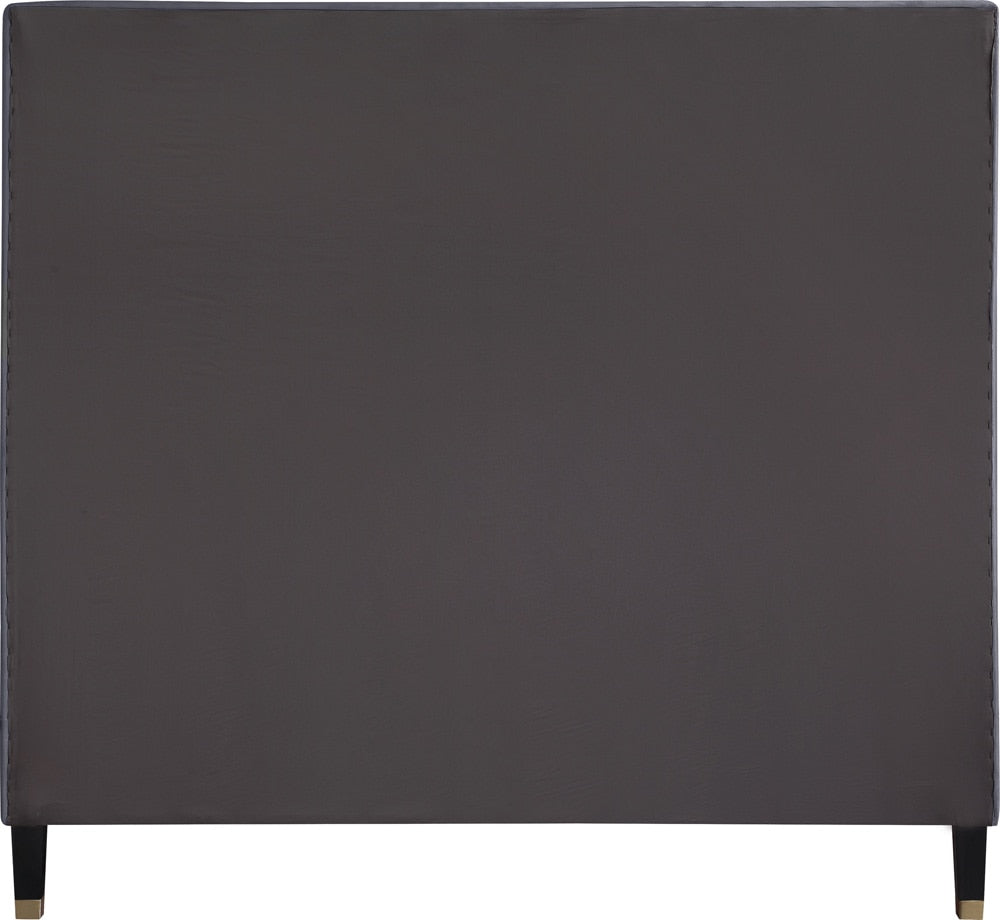 Meridian Furniture - Harlie Grey Velvet Full Bed - HarlieGrey-F veiw 5