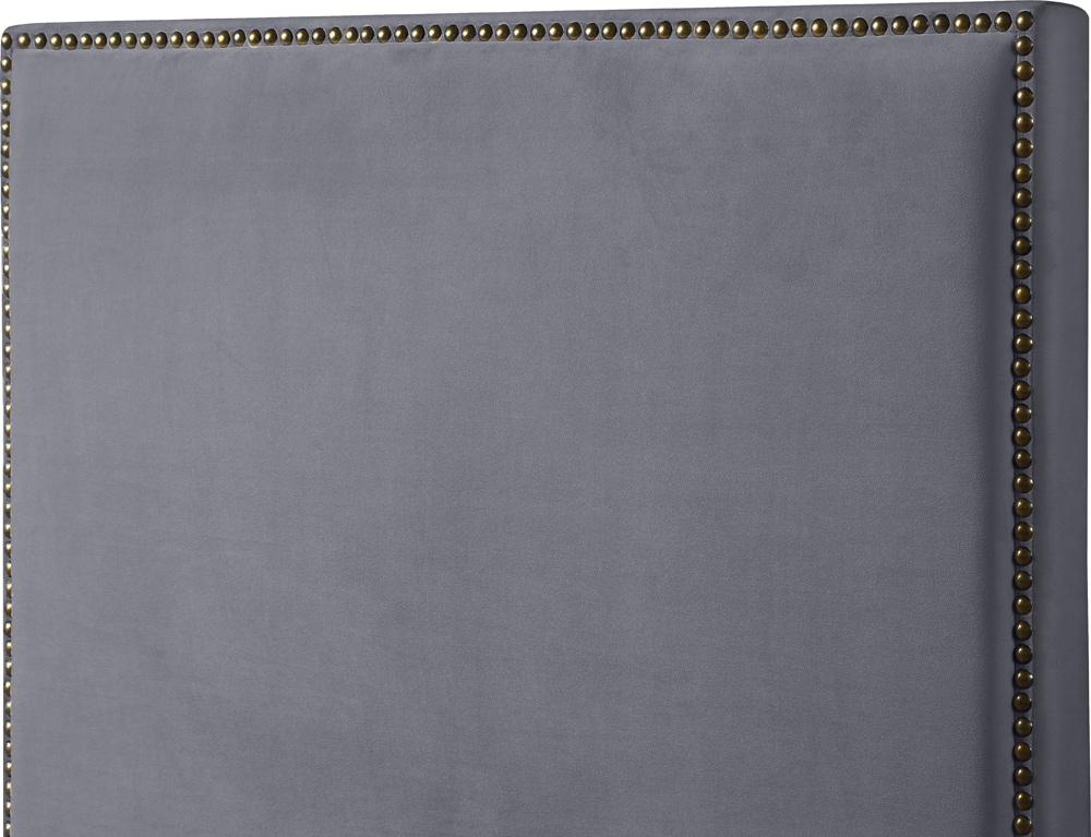 Meridian Furniture - Harlie Grey Velvet Full Bed - HarlieGrey-F veiw 6