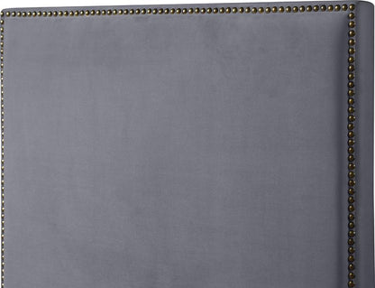 Meridian Furniture - Harlie Grey Velvet Full Bed - HarlieGrey-F veiw 6