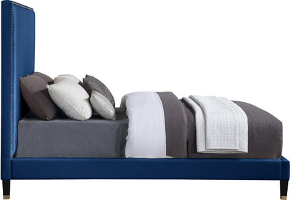 Meridian Furniture - Harlie Navy Velvet King Bed - HarlieNavy-K veiw 4