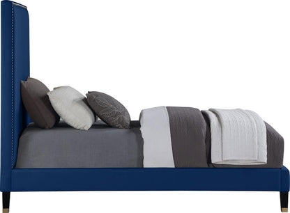 Meridian Furniture - Harlie Navy Velvet Twin Bed - HarlieNavy-T veiw 4