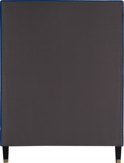 Meridian Furniture - Harlie Navy Velvet Twin Bed - HarlieNavy-T veiw 5