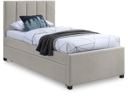 Meridian Furniture - Harper Beige Linen Textured Fabric Twin Trundle Bed - HarperBeige-T veiw 1