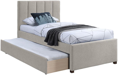 Meridian Furniture - Harper Beige Linen Textured Fabric Twin Trundle Bed - HarperBeige-T veiw 3