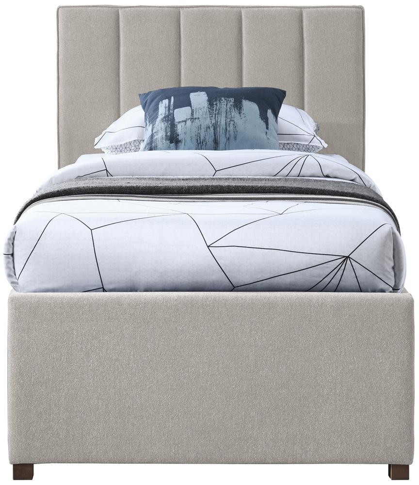 Meridian Furniture - Harper Beige Linen Textured Fabric Twin Trundle Bed - HarperBeige-T veiw 4