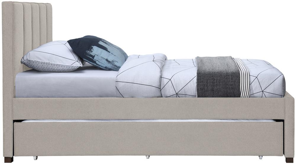 Meridian Furniture - Harper Beige Linen Textured Fabric Twin Trundle Bed - HarperBeige-T veiw 5