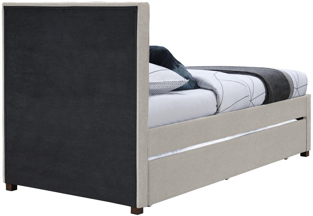 Meridian Furniture - Harper Beige Linen Textured Fabric Twin Trundle Bed - HarperBeige-T veiw 6