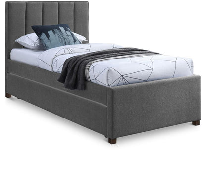 Meridian Furniture - Harper Grey Linen Textured Fabric Twin Trundle Bed - HarperGrey-T veiw 1