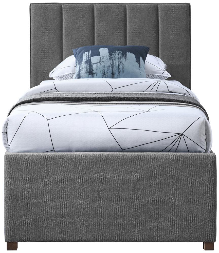 Meridian Furniture - Harper Grey Linen Textured Fabric Twin Trundle Bed - HarperGrey-T veiw 4