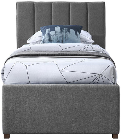 Meridian Furniture - Harper Grey Linen Textured Fabric Twin Trundle Bed - HarperGrey-T veiw 4