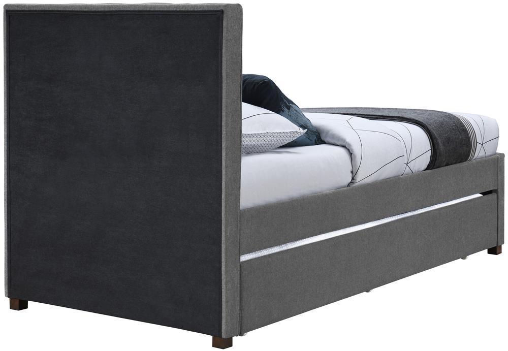 Meridian Furniture - Harper Grey Linen Textured Fabric Twin Trundle Bed - HarperGrey-T veiw 6